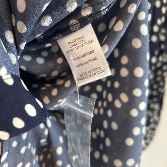 NWT Free People x Sandrine Rose Polka Dot Button Down Shirt Navy/White, Womens L - Picture 7 of 8